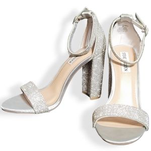 Steve Madden "Carrson" Silver Rhinestone Heels.